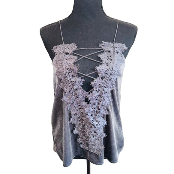 Cami NYC Tops - Cami NYC The Charlie Y2K Grey Silk Lace Tank Top Revolve Size S Fairy Whimsygoth